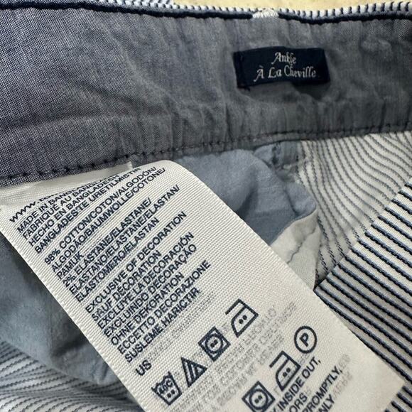 Tommy Hilfiger Pants Womens Ankle A La Cheville Blue White Seersucker Striped 14 - Picture 4 of 6